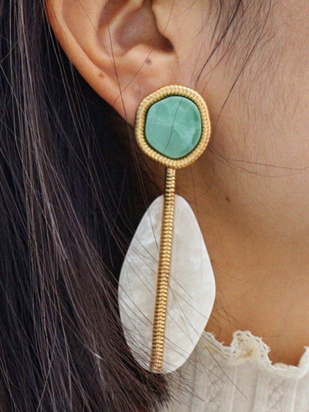 Multicolor Boho Women's Asymmetrical Resin Acrylic Geometric Earrings